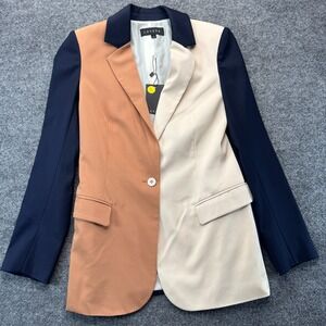 Laveer Color Block Revelry Blazer Jacket Womens 0 NWT Ivory Navy Mocha Shopbop